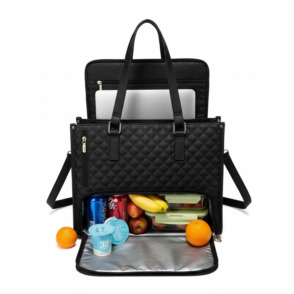 First in sales 3-in-1 Insulated Lunch Bag Combination,  with Leak Proof Layer, PU Women's Work Backpack Handbag Office bag