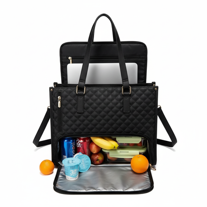 First in sales 3-in-1 Insulated Lunch Bag Combination,  with Leak Proof Layer, PU Women's Work Backpack Handbag Office bag