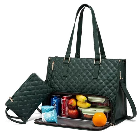 First in sales 3-in-1 Insulated Lunch Bag Combination,  with Leak Proof Layer, PU Women's Work Backpack Handbag Office bag